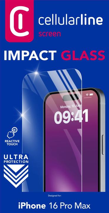 Produktbild Cellularline Impact Glass (1 Stück, Apple iPhone 16 Pro Max)