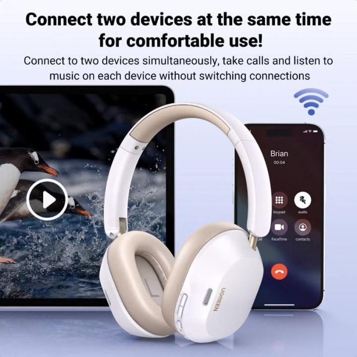 Image du produit Ugreen Casque sans fil HiTune Max 5C, Hybrid ANC, Bluetooth 5.4 (blanc)