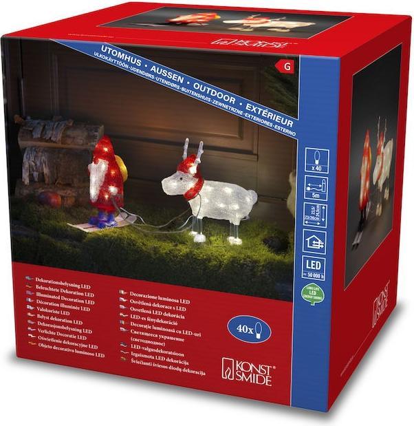 Produktbild Konstsmide LED-Figur Acryl Santa mit Rentier, 40 LED