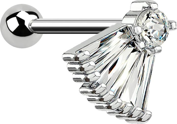 Star Piercing Micro Barbell silber Fächer silber (Chirurgenstahl 316L, Messing)