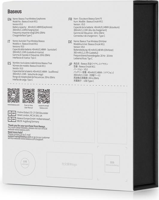 Produktbild Baseus earphones Encok W11 (black) (keine Geräuschunterdrückung, 4 h, Kabellos)