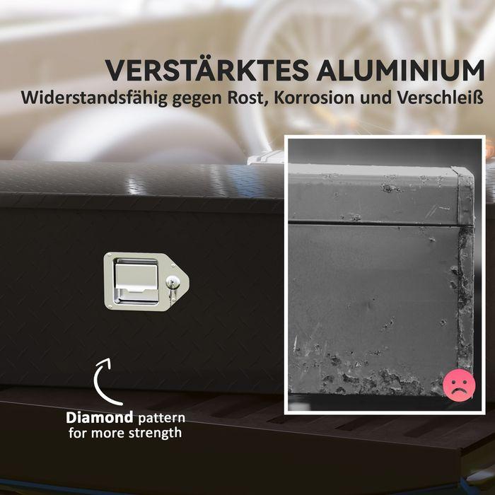 Produktbild Swisshandel24 Stabile Aufbewahrungskiste, Alu, Seitengriffe, Schloss, Werkzeugkasten, 99x33x25,5 cm, schwarz