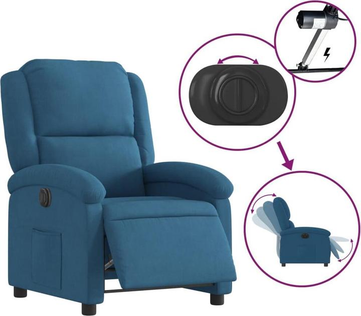 Immagine prodotto VidaXL Poltrona elettrica reclinabile Poltrona TV regolabile Velluto blu