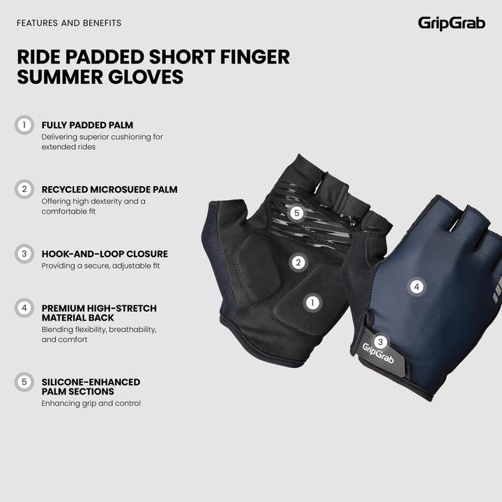 Actual product image GripGrab RIDE Padded Short Finger Summer Gloves (XL)