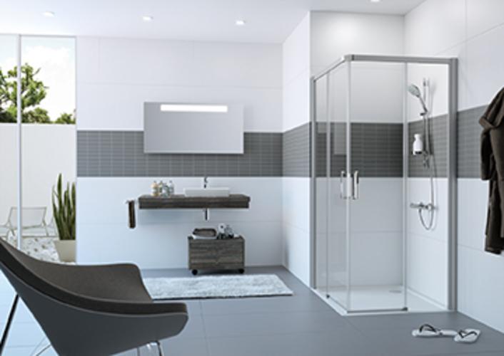 Produktbild Hüppe Classics 2 EasyEntry 4-Eck Gleittüreckeinstieg 2-teilig (1/2), Breite:110 cm, Höhe:200cm, L (214 cm, 72 cm, 11 cm)