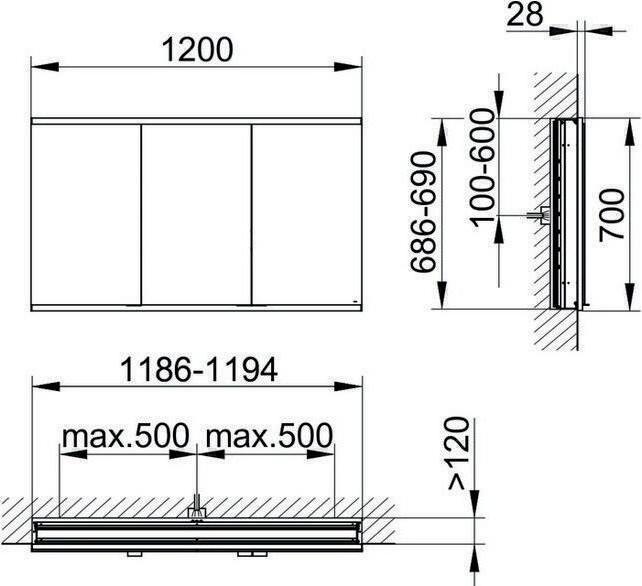 Actual product image Keuco Mirror cabinet ROYAL MODULAR 2.0 width 1200mm height 700mm depth 120mm