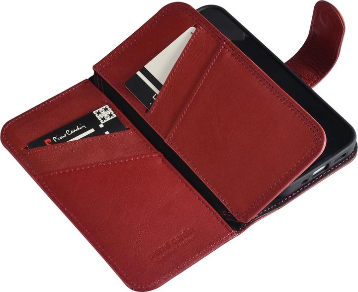 Immagine prodotto Pierre Cardin Custodia iPhone 13 Mini - Custodia a libro in vera pelle rossa e 6 scomparti per carte di credito (Apple iPhone 13 mini)