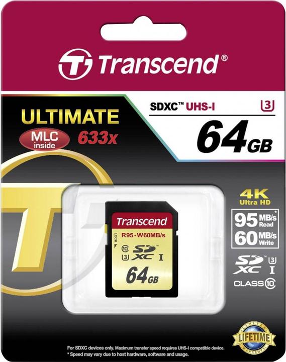 Produktbild Transcend SDXC Ultimate U3 (64 GB, SDXC, U3, UHS-I)