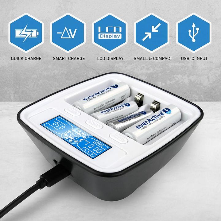 Actual product image Everactive professional AA / AAA battery charger NC-1000M (1 pcs., AA, AAA, Battery + charger)
