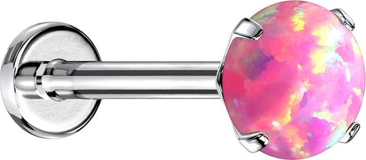 Produktbild Star Piercing Micro Threadless Labret silber Opal pink gefasst (Chirurgenstahl 316L, ohne Messing)