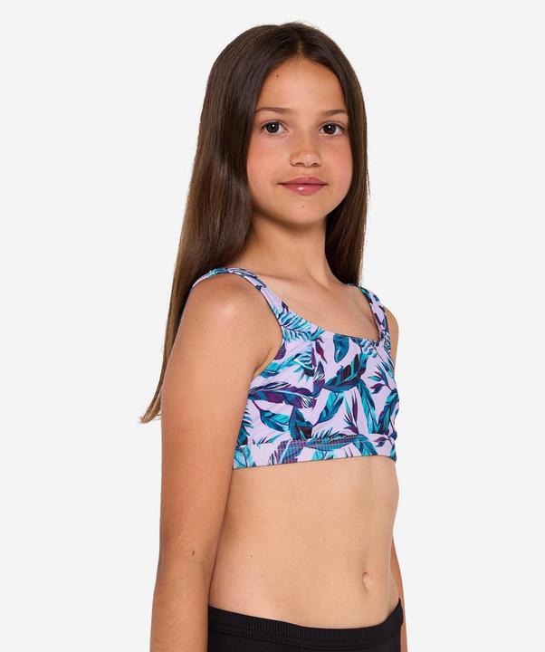 Actual product image Olaian Bikini-Oberteil Mädchen Bustier verstellbar 500 Nora violett geblümt (10, 11, 12)