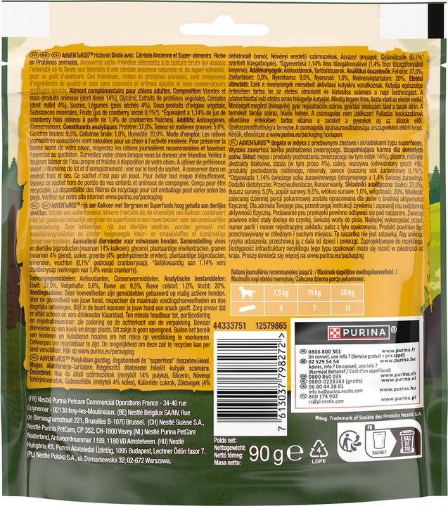 Nährwerte und Zutaten Purina Adventuros reich an Pute und Getreide 90g (Adult, 1 Stk., 90 g)
