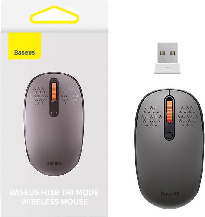 Produktbild Baseus Kabellose Maus F01B Tri-Mode 2,4 G BT 5,0 1600 DPI (frostiges Grau) (Kabellos)