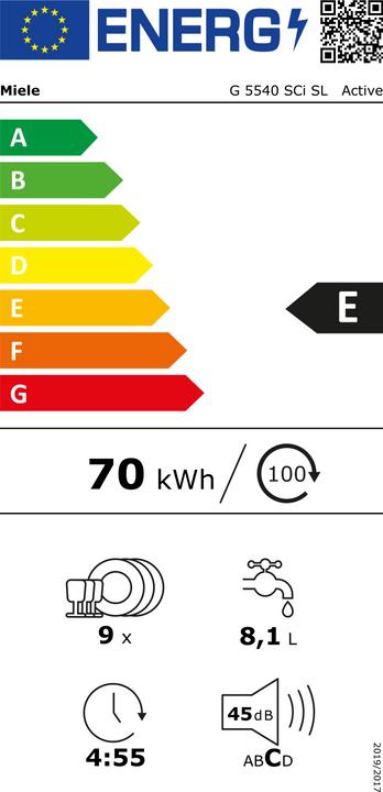 Label énergétique Miele G 5540 SCi SL Active