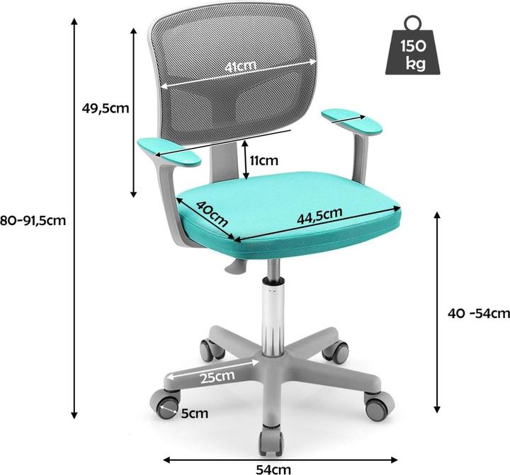 Produktbild Milkii Kinderbürostuhl Ergo, Mesh Türkis