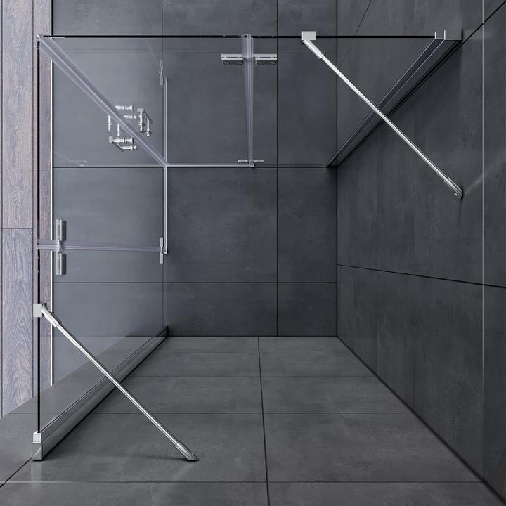 Image du produit SONNI Cabine de douche accès d'angle porte battante sans cadre 195cm 90x90cm (120 cm, 120 cm, 195 cm)