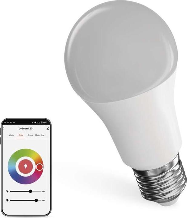 Actual product image Emos LED lamp GoSmart A60 / E27 / 9 W (60 W) / 806 lm / RGB / dimmable / Wi-Fi (E27, 9 W, 806 lm, 1 x, F)