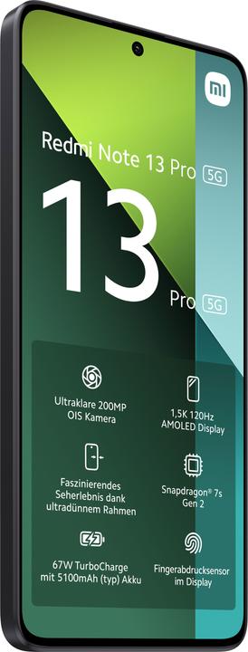 Immagine prodotto Xiaomi Redmi Note 13 Pro 5G (256 GB, Midnight Black, 6.67", Doppia SIM, 200 Mpx, 5G)