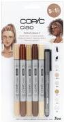 Actual product image Copic Marker ciao, 5+1 Set "Portrait 2 (Beige, Sand brown, Sepia, Brown, 0.30 mm, 6 x)