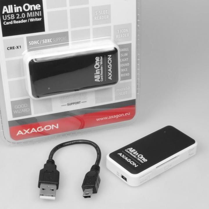 Produktbild Axagon CRE-X1 - CF - CF Typ II - MMC - MMC Mobile - MMCmicro - MS Duo - MS PRO - Speich (USB 2.0)