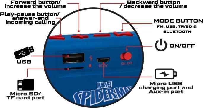 Produktbild Lexibook Spider-Man Bluetooth portable radio speaker with fabric finish