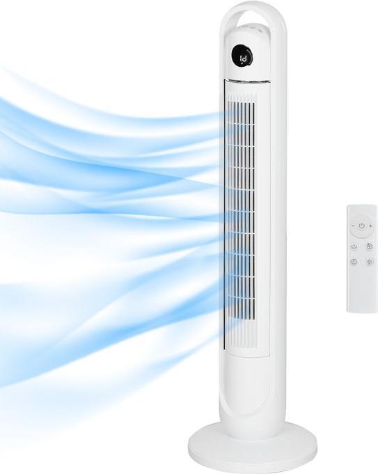 Actual product image Swisshandel24 Turmventilator, Standventilator mit 3 Belüftungsstufen, Fernbedienung, Weiss (60 dB)