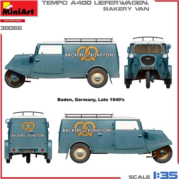 Actual product image 1:35 Tempo A400 delivery van with baked goods