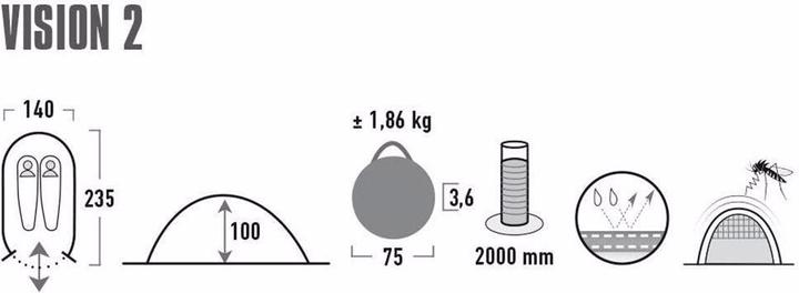 Produktbild High Peak Vision 2 (Tunnelzelt, 1.86 kg, 2 Personen)