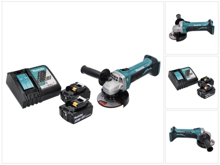 Produktbild Makita DGA 452 RT Akku Winkelschleifer 18 V 115 mm + 2x Akku 5,0 Ah + Ladegerät (115 mm)
