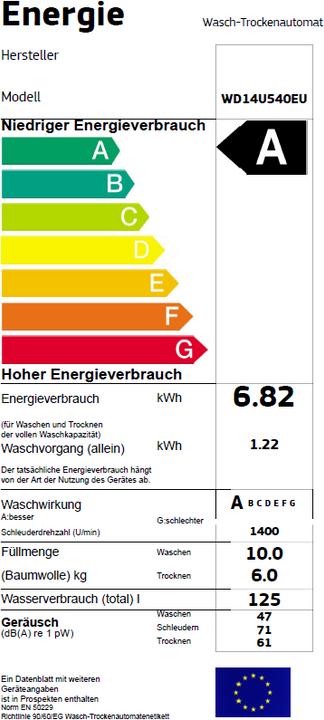 Energy Label Siemens Wd14u540eu (CH plug)