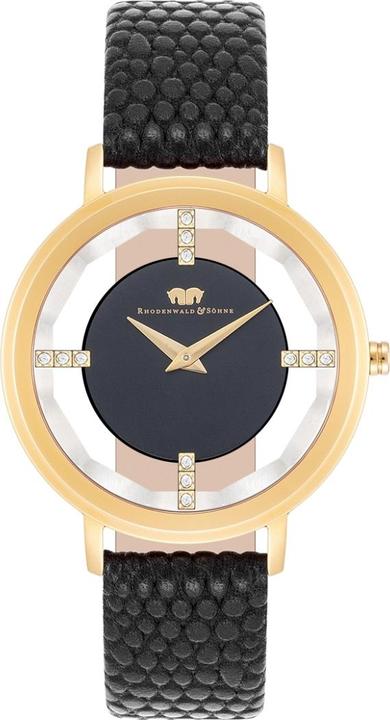 Damen Quarzuhr Lucrezia Echtleder Schwarz - 33692 (Analoguhr, 36 mm)