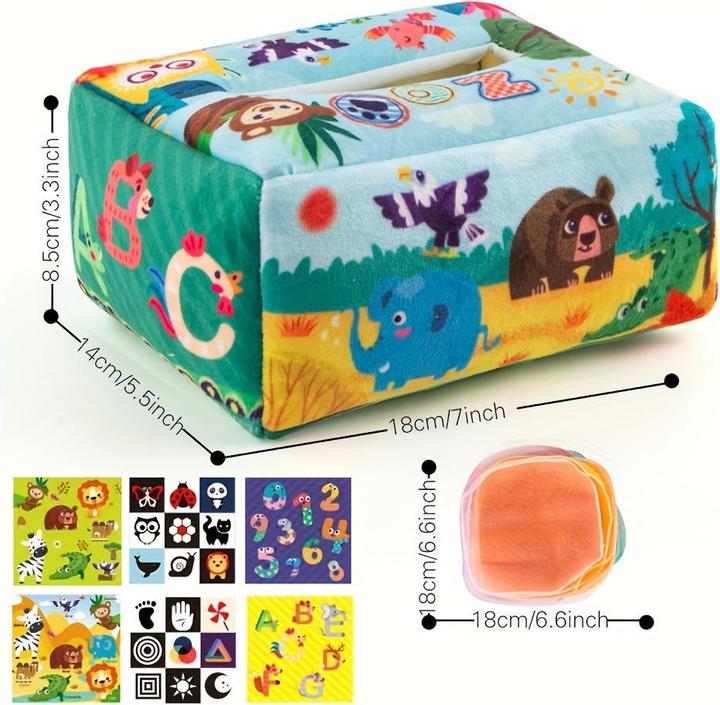 Immagine prodotto Activity Board Scatola di fazzoletti morbidi per bebè Set di giocattoli per attività sensoriali Scatola di
