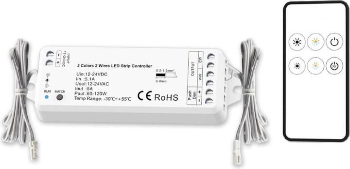 Isoled LED weissdynamischer Push/Funk PWM-Dimmer MiniAMP inkl. Fernbedienung 12-24V DC, 5A