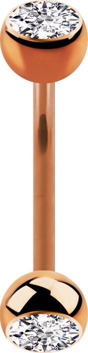 Produktbild Star Piercing Micro Banane rosegold mit zwei Kugeln Kristall silber (ohne Messing, Chirurgenstahl 316L)