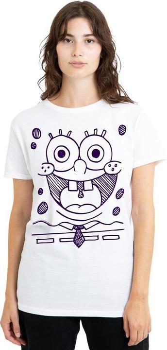 Actual product image Spongebob Squarepants Unisex Adult Grin Felt Pen T-Shirt (S)