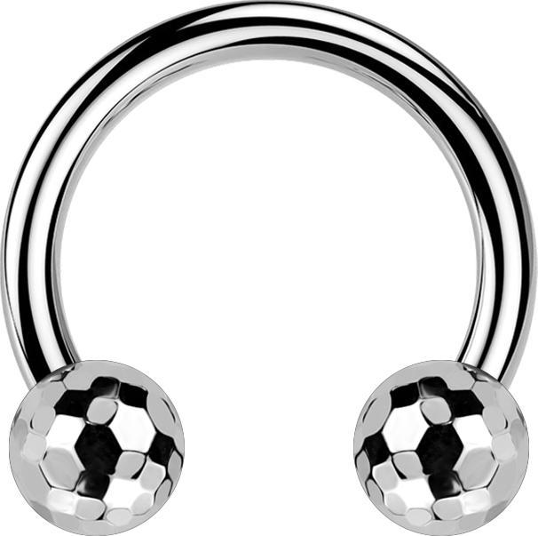 Star Piercing Micro Threadless Circular Barbell silber mit zwei Discokugeln silber (ohne Messing, Chirurgenstahl 316L)
