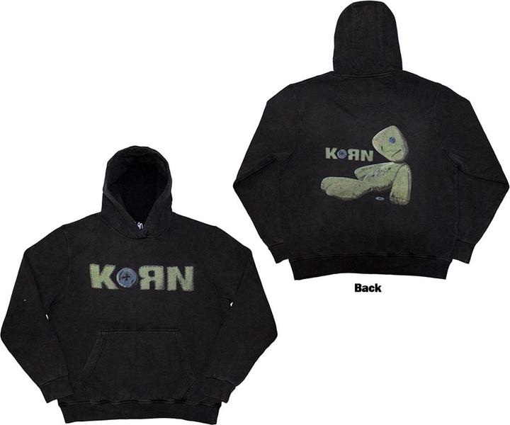 Actual product image Korn Unisex Adult Doll Issues Back Print Stone Wash Pull Over Hoodie (S)