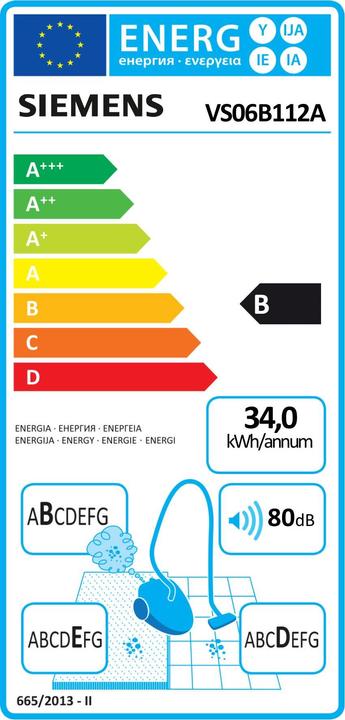Etichetta energetica Siemens Vs06b112a
