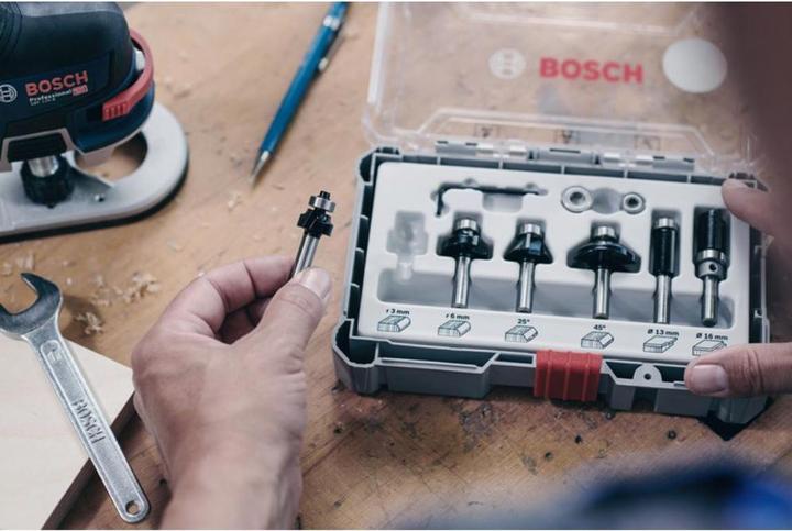 Actual product image Bosch Professional Zubehör Set of edge milling cutters. 8 mm shank. 6-piece