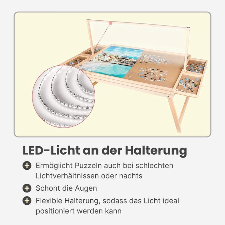 Actual product image Hermex Puzzle table with LED strip and pull-outs