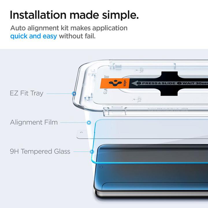 Actual product image Spigen Glas.TR Sam S24 S921 "EZ FIT" 2szt. szkło hartowane AGL07440 (2 Piece, Samsung Galaxy S24)