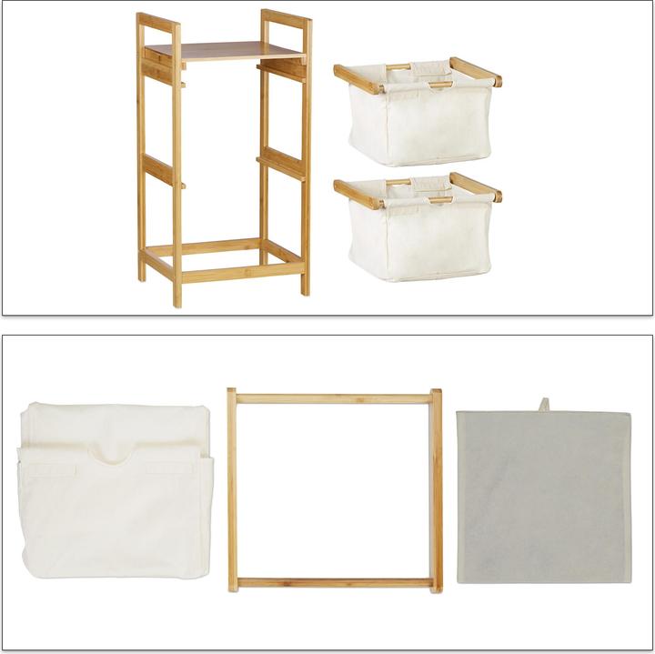 Actual product image Relaxdays Bamboo Laundry Hamper, Clothes Sorter (12.50 l)