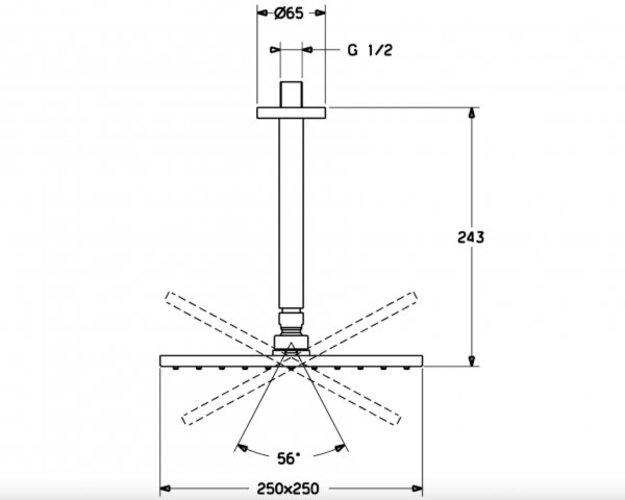 Immagine prodotto Hansa HANSAVIVA soffione, 250x250 mm, eco flow, montaggio a soffitto, cromo (1 Tipi di raggi, 12 l/min)
