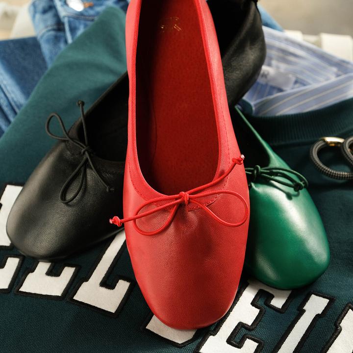 Produktbild La Redoute Collections Lederballerinas mit Schleife (38)