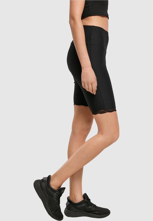 Actual product image Urban Classics Ladies High Waist Rib Lace Hem Cycle Shorts (4XL)
