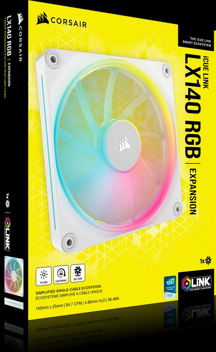 Produktbild Corsair LX RGB Series, iCUE LINK LX140 RGB White, 140mm RGB Fan, Single Fan (140 mm, 1 x)
