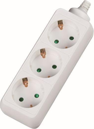 Productafbeelding Dexlan 3-voudige contactdoosstrip, aansluitkabel 4,0 m, wit (3 x, CEE 7/3, 4 m)