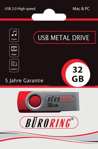 Image du produit Büroring Speicherstick, USB 2.0 mit drehbarer Metall-Abdeckung, Kapazität 32 GB (32 Go, USB-A)