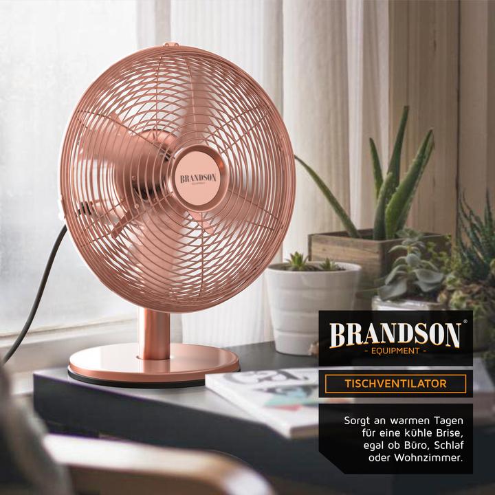 Produktbild Brandson Tischventilator Retro Design, Oszillation, Neigbar, Metallgehäuse, Lüfter 30W, 28 cm Ø, 3 Stufen (50 dB)