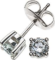 Actual product image Natsumi Schmuck Stud Earrings Diamond White Gold 18K/750 0.25 ct H si (750/18 K white gold)